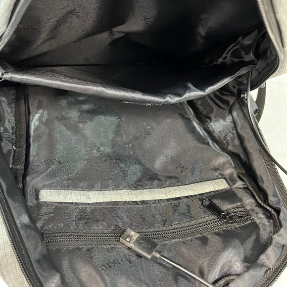 Mancro Gray Laptop Backpack Bag With USB Charging Port For Travel / Business - Picture 8 of 11